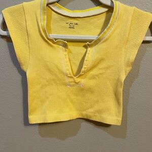 Yellow Ribbed Kids Top